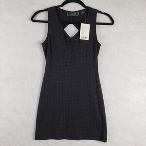 Fletcher By Lyell Womens XS Sleeveless Sheath Dress Black Swiss Dot Cocktail LBD